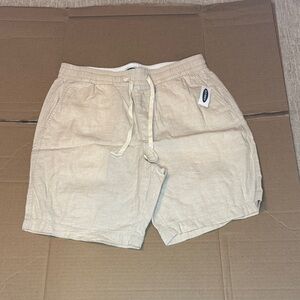 Old Navy Men's Light Tan Drawstring Linen Shorts